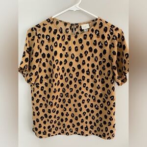 a new day Tan and Black Animal Print Blouse